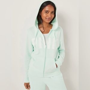 🤍✨NWT✨PINK Victoria’s Secret Mint Zip-Up Jacket w/ Hoodie🤍